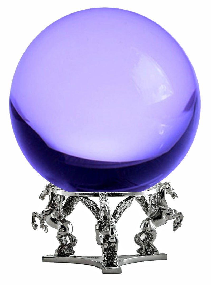Amlong Crystal Purple Crystal Ball 130mm (5 inch) Including Silver Pegasus Stand - Image 1